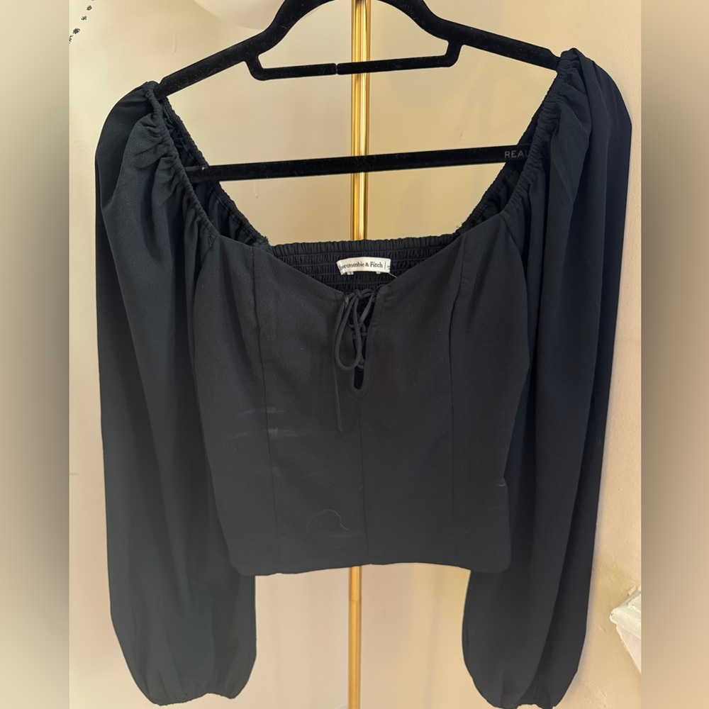 Abercrombie Puff Sleeve Tie front Blouse- small